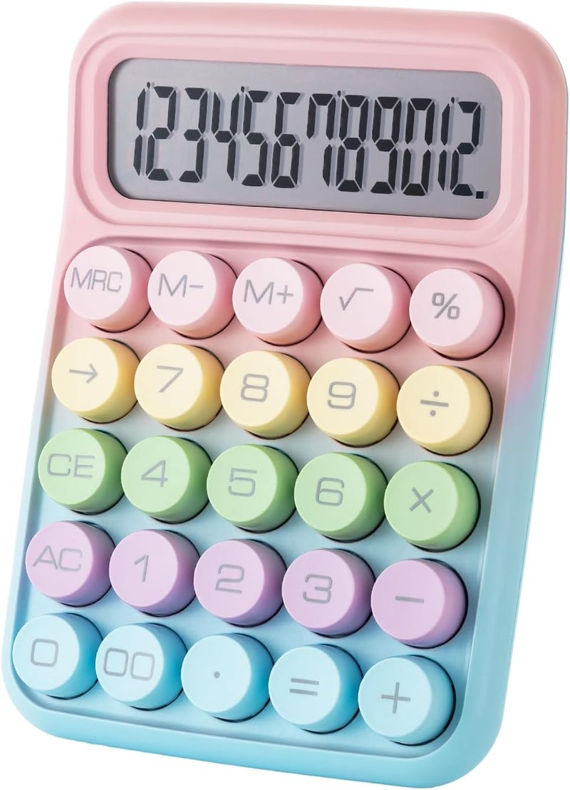 MG Mechanical Switch Calculator, 12 Digit Basic Desk Calculator, Large LCD Display and Big Buttons, Cute Desktop Calculators Gift for Children Students Teacher - Image 1